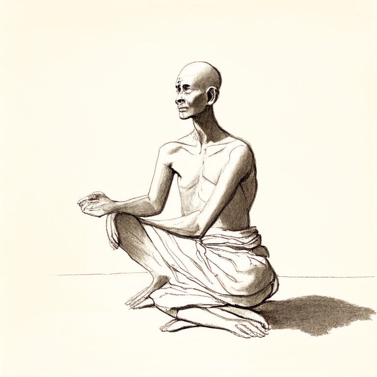 a person in Tolasana pose, legs crossed, redrawn version