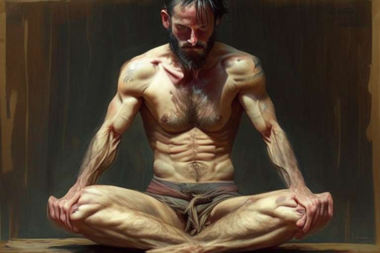 shorts, knee, thigh, wood, elbow, art, chest, trunk, barefoot, abdomen, muscular, bulging biceps, veins, yoga scale pose