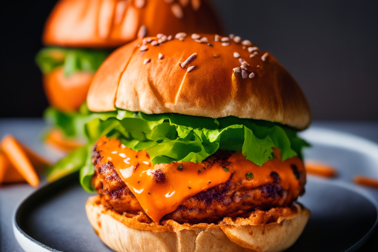 Air Fryer Turkey Burgers with Sweet Potato Fries,  bright, clear studio lighting, razor-sharp focus, minimizing plate and background