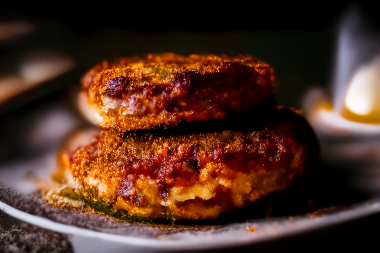 Air Fryer and Oven-Baked Eggplant Parmesan zoomed in close to fill the frame, lit by softbox lights from the side, focused on the eggplant slices with a narrow aperture for razor-sharp clarity from edge to edge