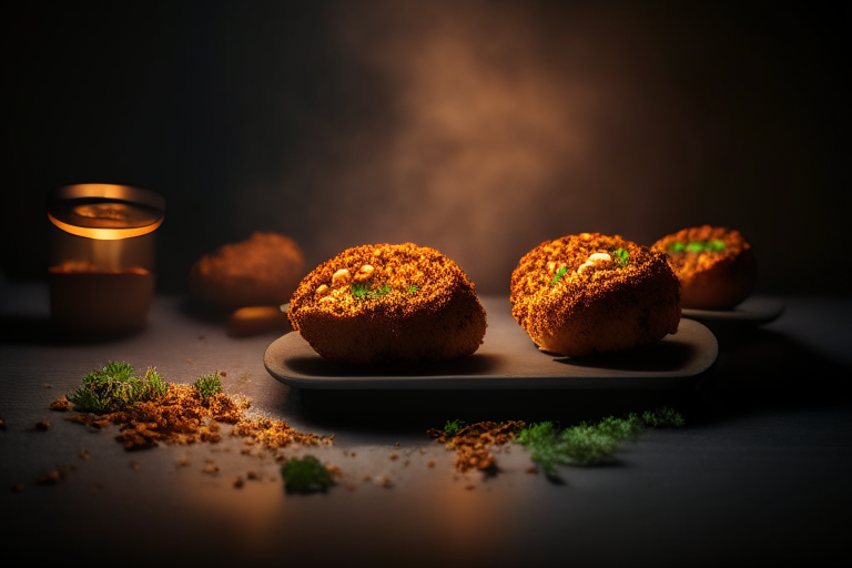 Air Fryer and Oven-Baked Sweet Potato Falafel filling most of the frame, lit by bright studio lighting from the left, focused manually for perfect sharpness from skin to seeds