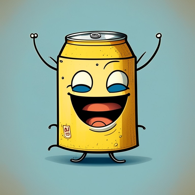 a happy beer can cartoon