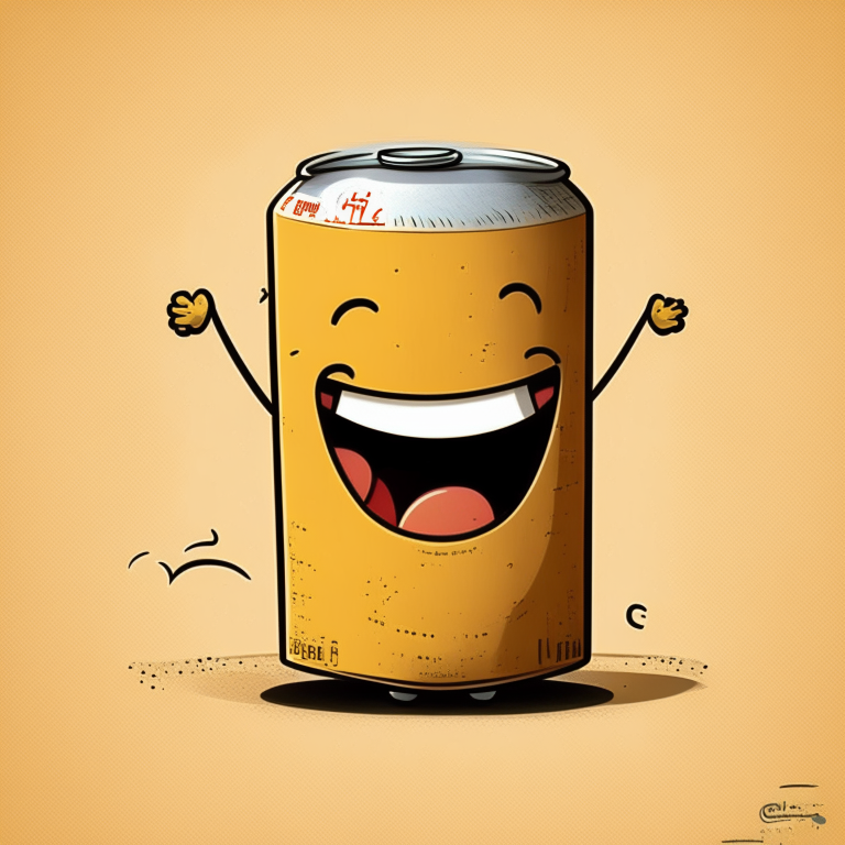 a happy beer can cartoon