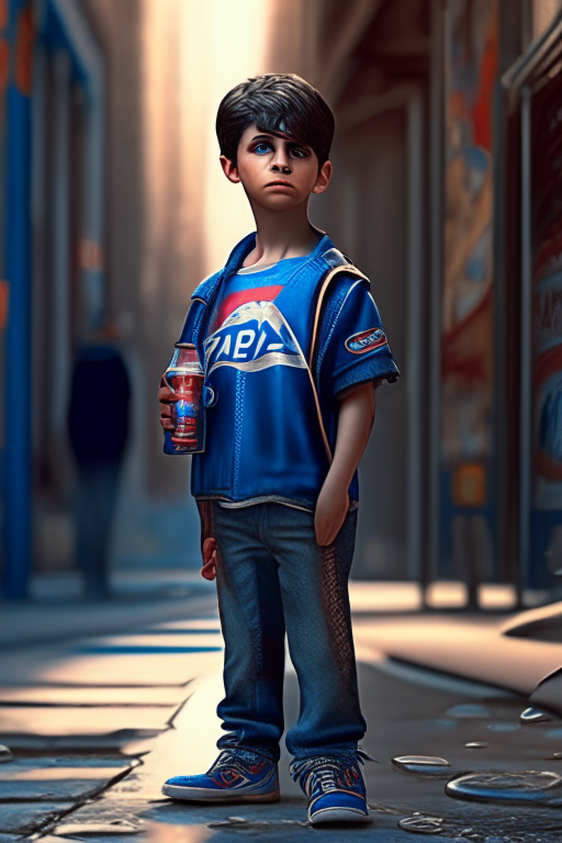 A attitude boy standing in street drinking Pepsi with stylish,looks 3D ,cinematic looks