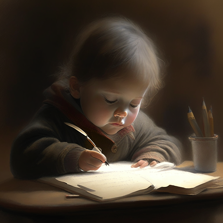 A small children study ing