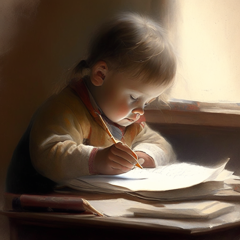 A small children study ing