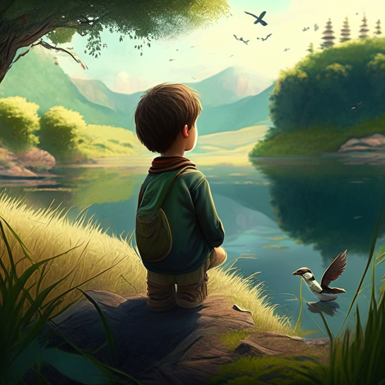 A boy see Nature scene