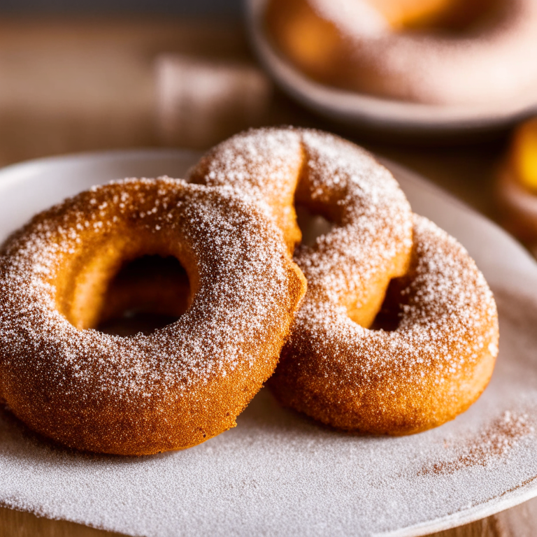 Air Fryer Cinnamon Sugar Donuts, razor-sharp focus, bright studio lighting, filling frame