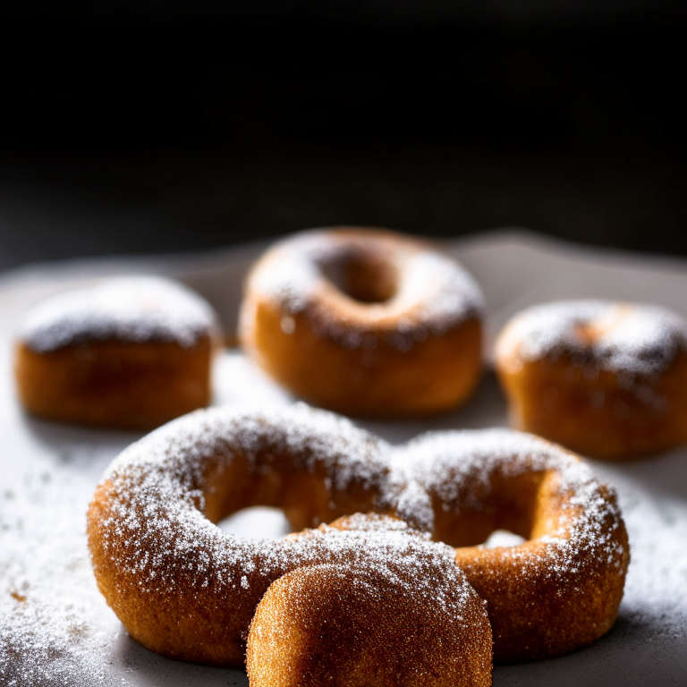 Air Fryer Cinnamon Sugar Donuts, razor-sharp focus, bright studio lighting, filling frame