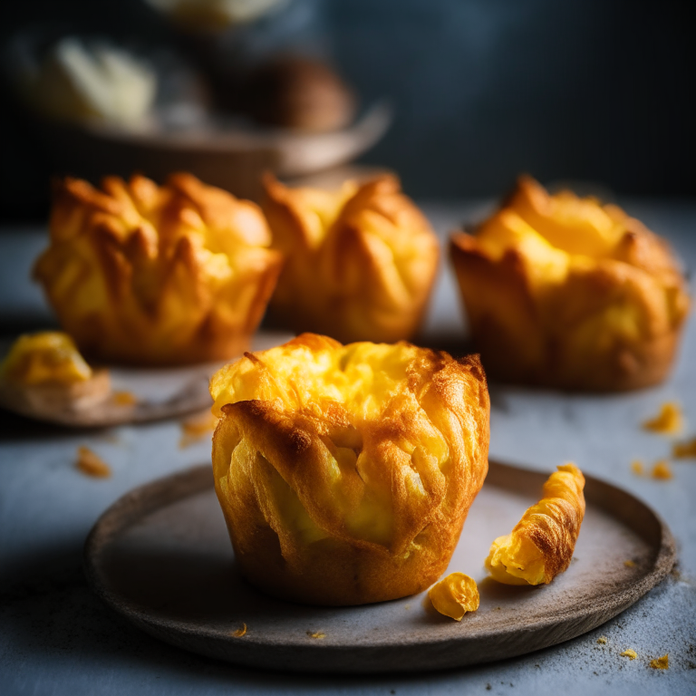 Air Fryer Egg and Vegetable Muffin Cups with Butter Croissants, filling frame, razor-sharp focus, bright natural studio lighting, every part of the food in perfect focus