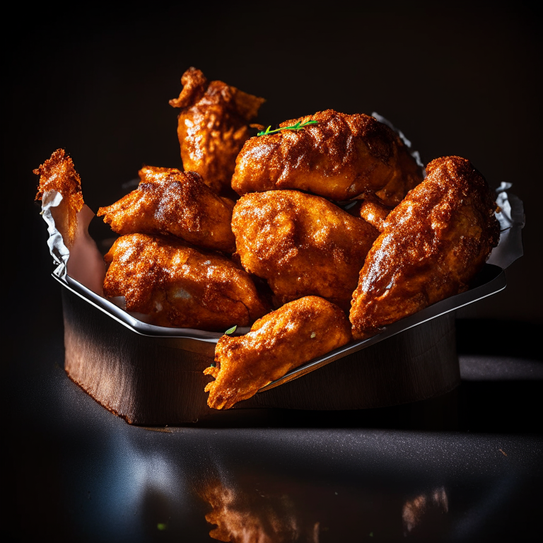 Crispy Air Fryer Chicken Wings, filling frame, razor-sharp focus, bright clear studio lighting, every part of the wings in perfect focus