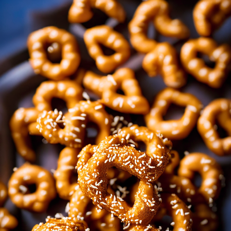 A plate of Homemade Baked Pretzel Bites, filling the frame, razor-sharp focus, bright clear studio lighting, every part of the pretzel bites in perfect focus