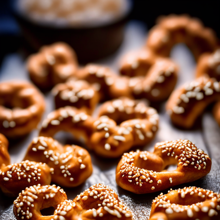 A plate of Homemade Baked Pretzel Bites, filling the frame, razor-sharp focus, bright clear studio lighting, every part of the pretzel bites in perfect focus