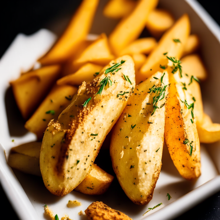 A plate of Oven-Baked Garlic Parmesan Potato Wedges, filling the frame, razor-sharp focus on every wedge, bright clear studio lighting, every part of the wedges in perfect focus