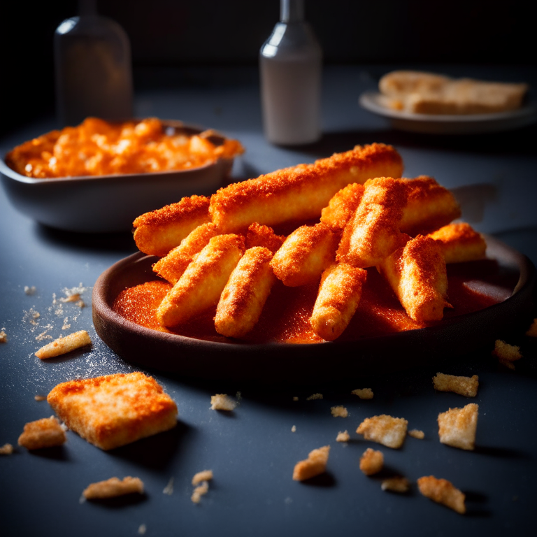 A plate of Air Fryer Mozzarella Sticks and Oven-Baked Mini Pizzas, filling the frame, razor-sharp focus on every piece, bright clear studio lighting, every part in perfect focus