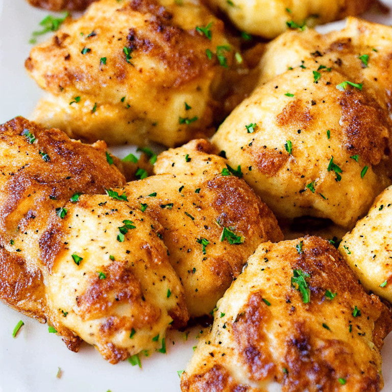 A plate of Baked Garlic Parmesan Chicken Thighs...