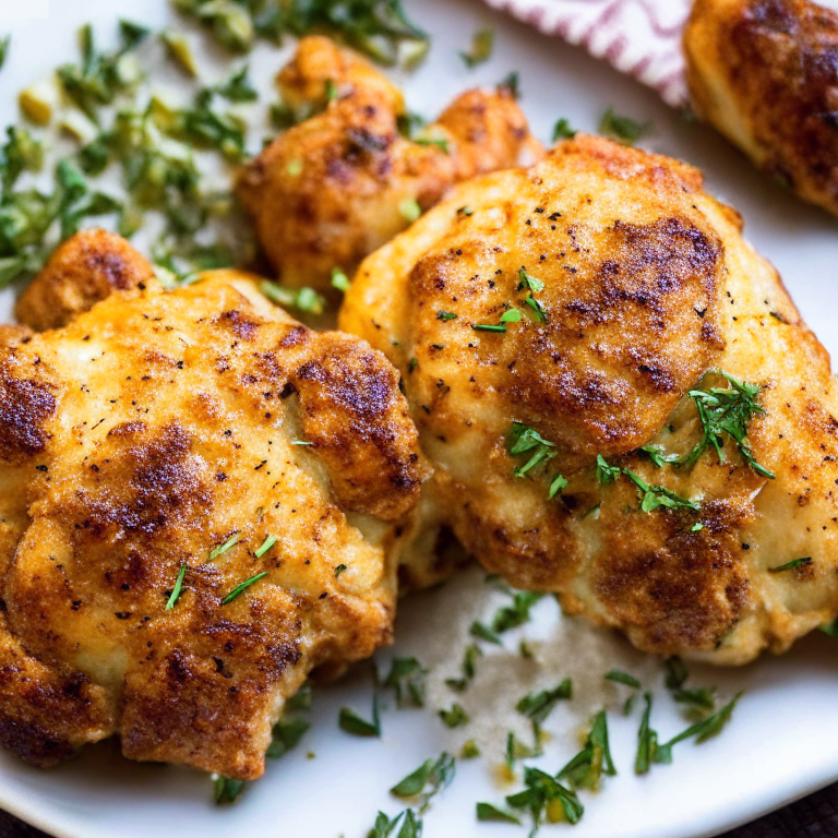 A plate of Baked Garlic Parmesan Chicken Thighs...