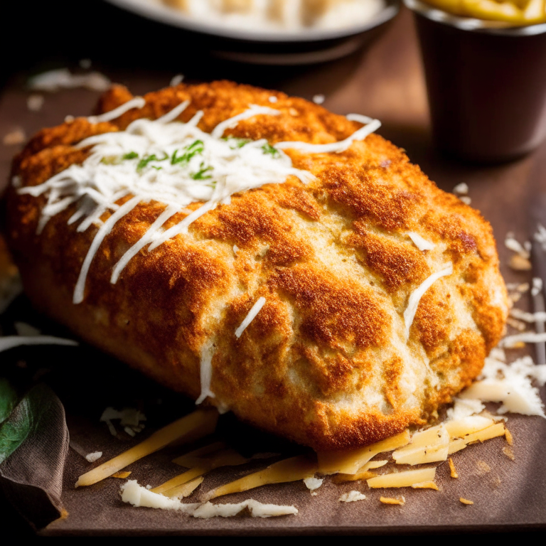 An Air Fryer Chicken Parmesan with Oven-Baked Garlic Bread filling the frame,
   razor-sharp focus on every piece of chicken and garlic bread,    
   bright clear studio lighting,
   every part in perfect focus