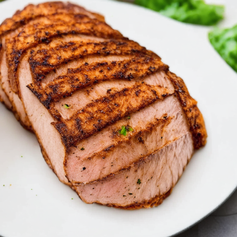 A plate-filling image of crispy air fryer turkey breast