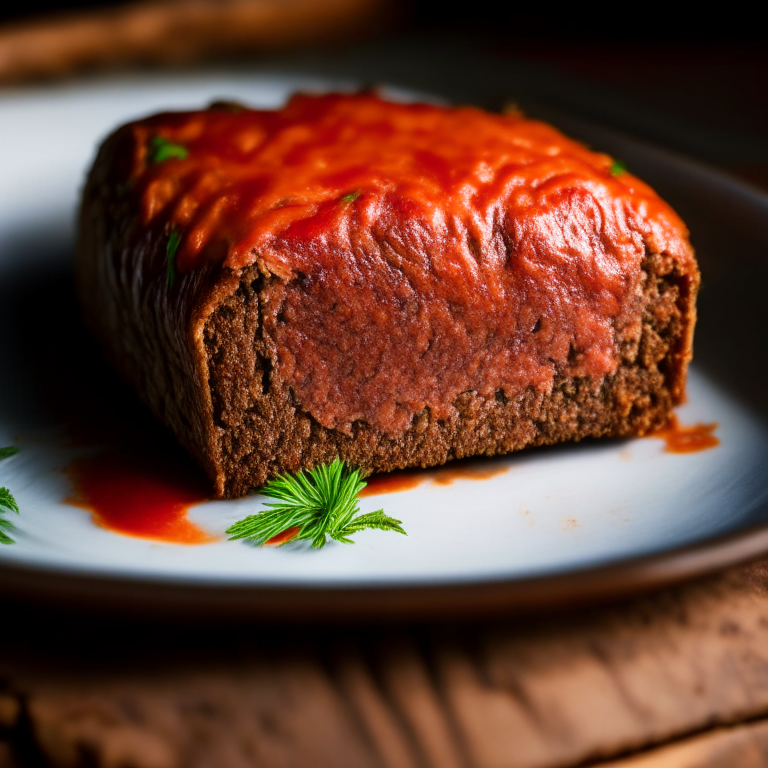 A close-up image filling the frame of an oven-baked turkey meatloaf on a plate With bright, directional studio lighting focused sharply on the meatloaf from above And razor-sharp focus showing every inch of the meatloaf surface and texture