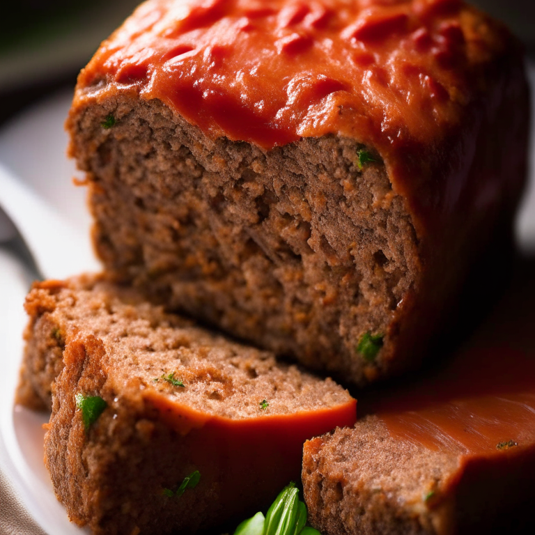 A zoomed-in image filling the frame of the oven-baked turkey meatloaf on a plate With bright, directional studio lighting focused sharply on the meatloaf And razor-sharp focus showing every detail of the meatloaf surface