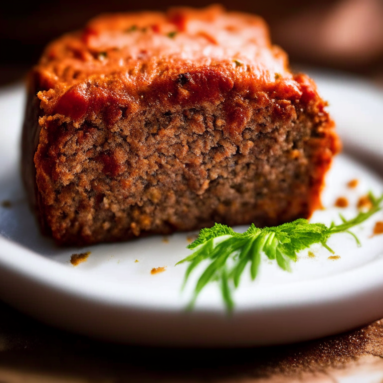 A close-up image filling the frame of the oven-baked turkey meatloaf on a plate With bright, directional studio lighting focused sharply on the meatloaf from the left And razor-sharp focus showing every inch of the meatloaf surface and texture