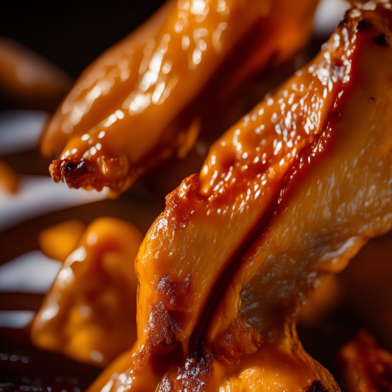 A close-up of air fryer turkey wings filling the frame, razor-sharp focus on every bump and curve of the skin Bright, directional studio lighting from the right highlights the texture and color