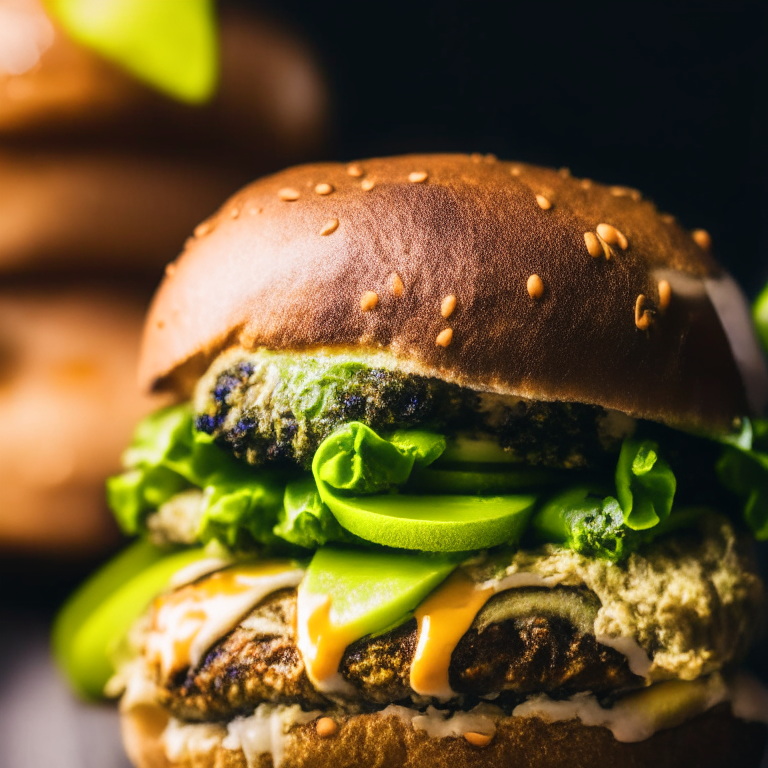 A close-up of air fryer turkey burgers and roasted brussels sprouts filling the frame, razor-sharp focus on every bump and curve, bright, directional studio lighting from the right highlights the texture and color