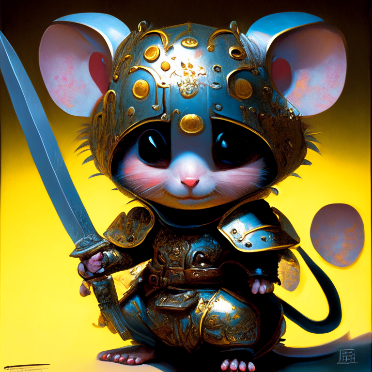 strybk, Chibi kawaii, oil painting, thick strokes, octane rendering, 3d, exquisitely detailed portrait of cute little samurai mouse in armor, detailed armor, among colors, edge lighting, backlighting, detailed face, fur, detailed eyes, big reflective eyes Craig Davison, Ernst Haeckel, John Singer Sargent, Peter Paul Reubens, Mary Blair, children's book illustration, Ghibli, Disney, SF, complex art masterpiece, sinister, matte movie poster, golden ratio, cgsociety trend, intricate, epic, artstation trend, by artgerm, G. R. Giger and Beksinski, high detail, cinematic character drawing, super quality model, children's storybook style, muted colors, watercolor style, kids story book style, muted colors, watercolor style. renaissance, semi realistic gouache painting, cinematic, octane render