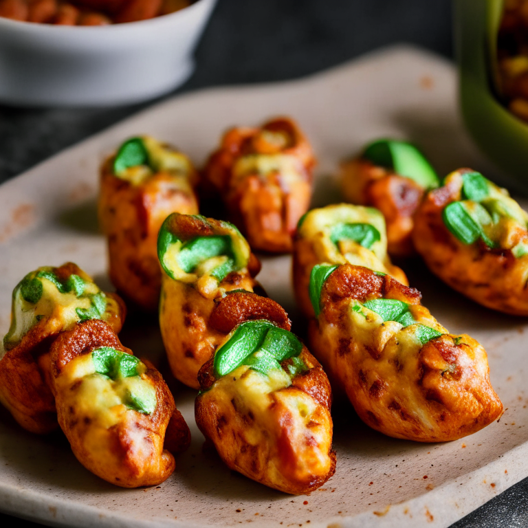 A plate of six air fryer bacon-wrapped jalapeno poppers filling the frame, razor-sharp focus on every minuscule detail, softbox lighting from the left side at a low angle