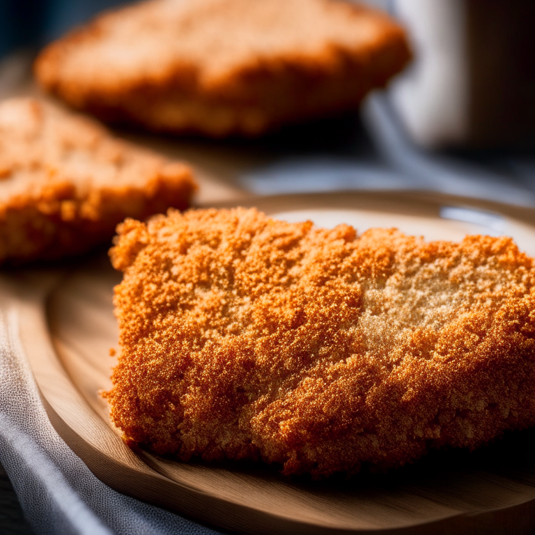 Air Fryer Breaded Pork Cutlets filling most of the frame, razor-sharp focus on every part of the meat and breading, natural light from an open window