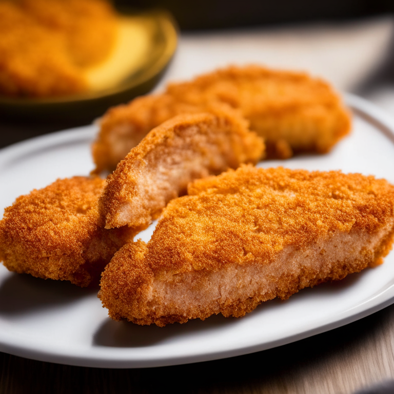 Air Fryer Breaded Pork Cutlets filling most of the frame, razor-sharp focus on the entire cutlet,  bright, clear studio lighting from the left