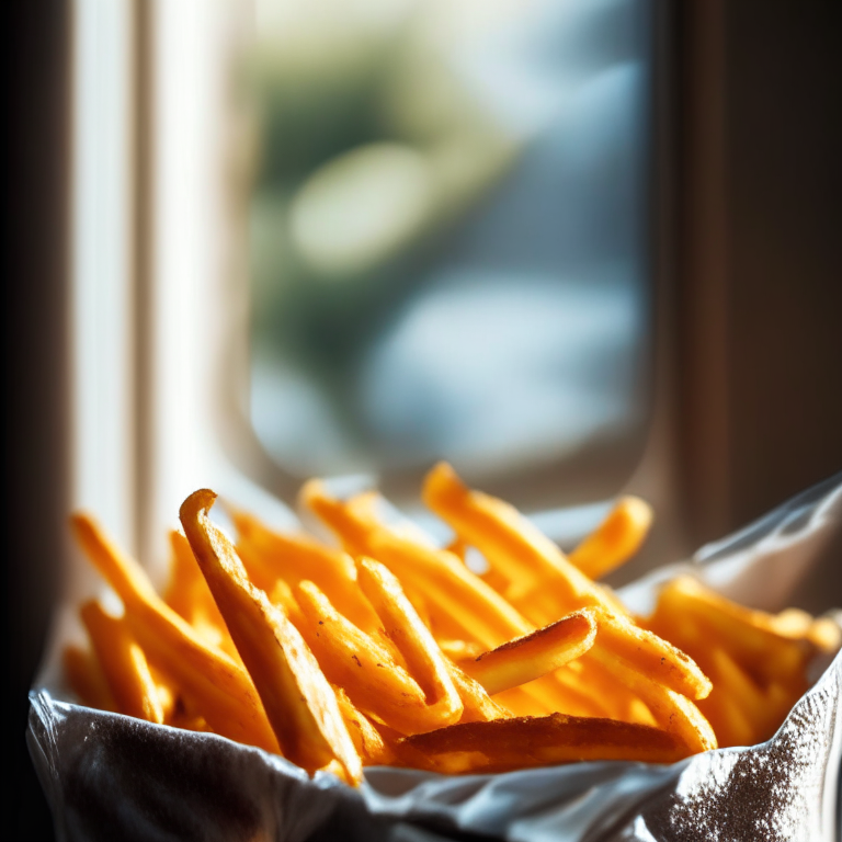 Crispy Air Fryer Steak Fries filling most of the frame, razor-sharp focus on every curve and edge, natural light from an open window