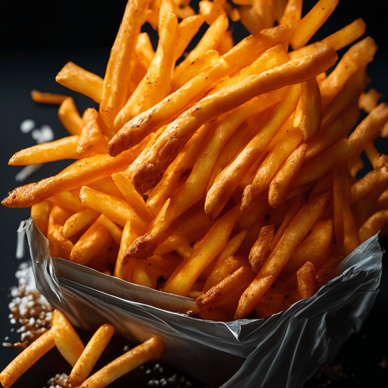 Crispy Air Fryer Steak Fries filling most of the frame, razor-sharp focus on the entire pile,  bright, clear studio lighting from directly above