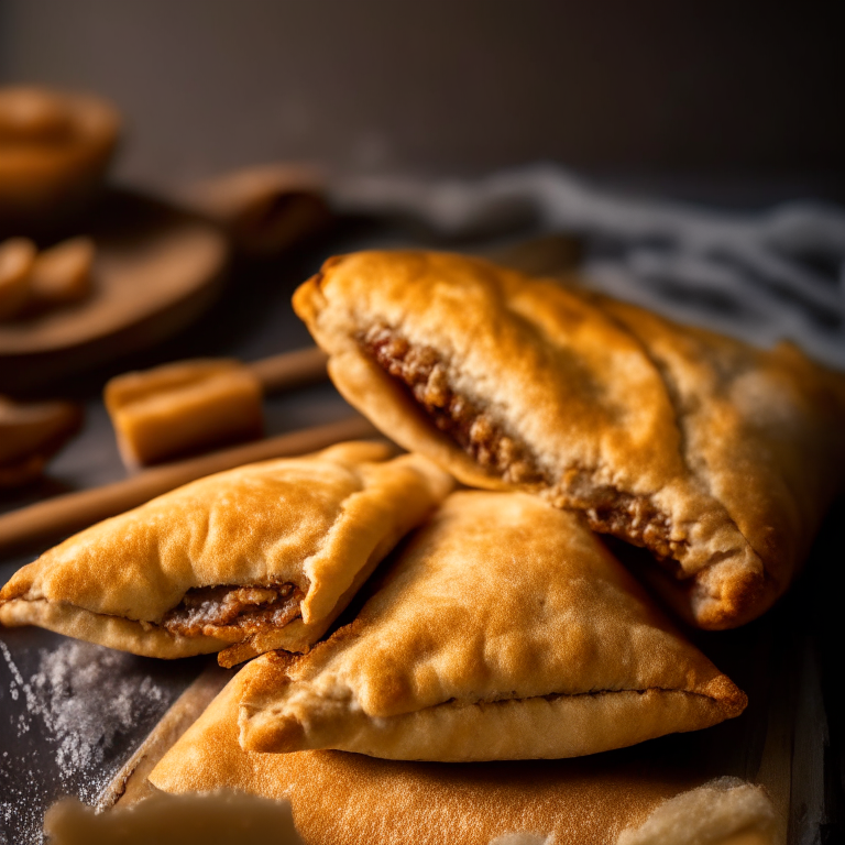 Air Fryer Beef Empanadas filling most of the frame, razor-sharp focus on every fold and crease, natural light from an open window