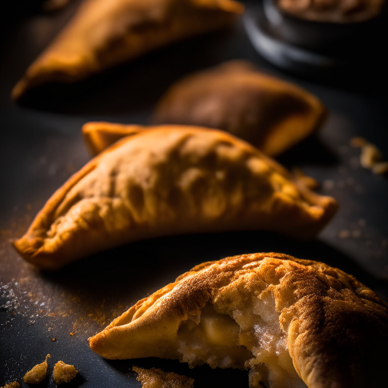 Air Fryer Beef Empanadas filling most of the frame, razor-sharp focus on every edge and seam, softbox lighting from the left side at a low angle