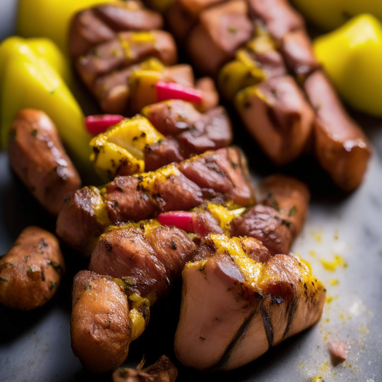 Air Fryer Beef Kabobs with Oven-Baked Garlic Butter Potatoes, bright, clear studio lighting, razor-sharp focus, filling the frame