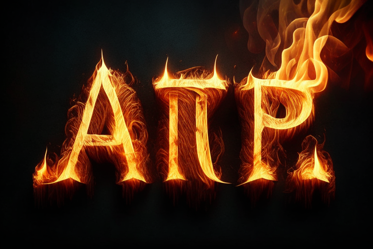 The word ATRIP written in fire, with large, legible letters