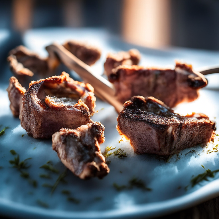 Crispy Air Fryer Lamb Chops, natural light from windows, zooming in to fill the frame with the lamb chops minimizing distractions, razor-sharp focus on the meat