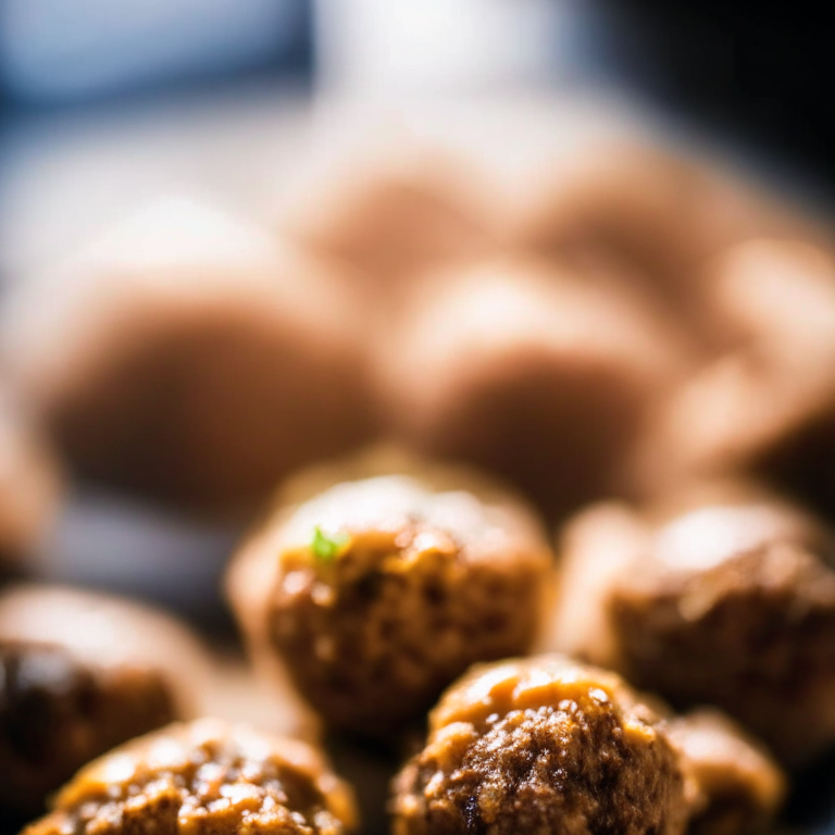 Air Fryer Lamb Meatballs, natural light from windows, zooming in to fill the frame with the meatballs minimizing distractions, razor-sharp focus on the meat