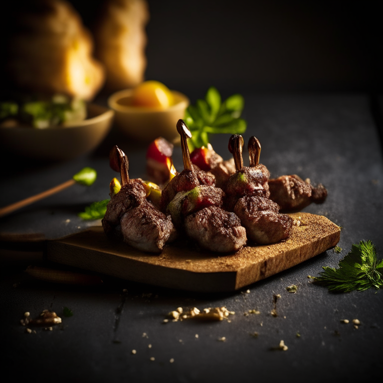 Oven-Baked Lamb Kebabs, bright, clear studio lighting, razor-sharp focus, filling the frame