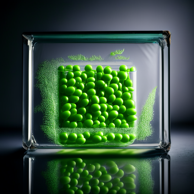 Oven baked minted peas filling most of the frame,  bright, clear studio lighting, razor sharp focus so every part of the peas and mint leaves are in focus