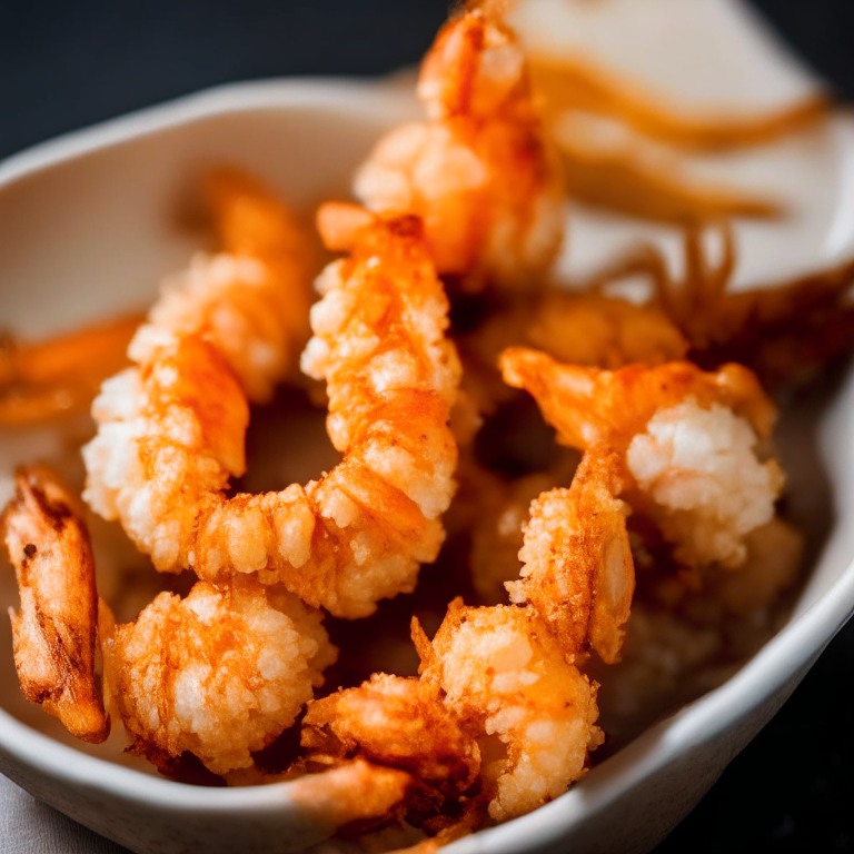 Air Fryer Coconut Shrimp filling most of the frame,  bright, clear studio lighting, razor sharp focus so every part of the shrimp is in focus