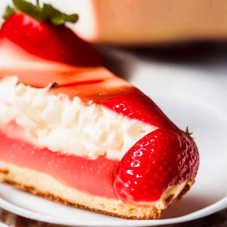 Air fryer cheesecake-stuffed strawberry, bright studio lighting, razor-sharp focus on the cheesecake filling