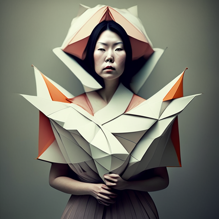 a woman wearing origami