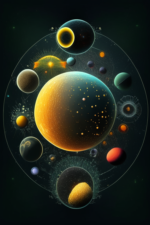 a solar system but in the style of a living cell. a solar system but in the style of a biological cell