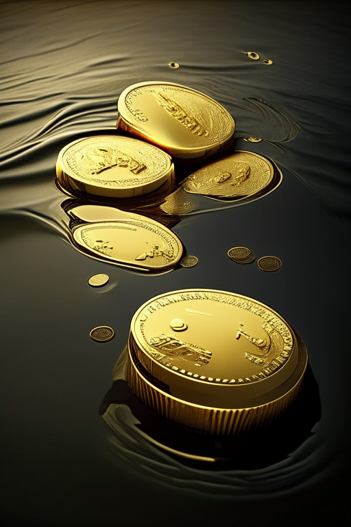 monedas de oro flotando
