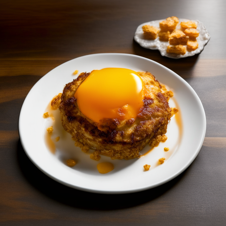 Alternative version of a plate with air fryer breakfast sausage patties and oven-baked hash browns, filling the frame, bright, clear studio lighting, razor-sharp focus