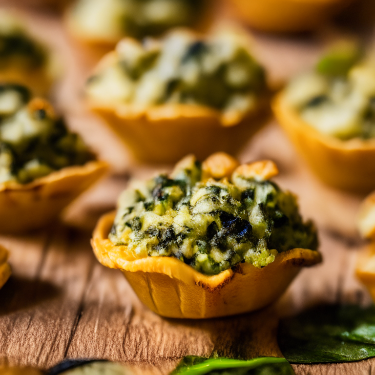 Close-up of oven-baked spinach and artichoke dip stuffed mushrooms. Softbox studio lighting and razor-sharp focus on the mushrooms and dip