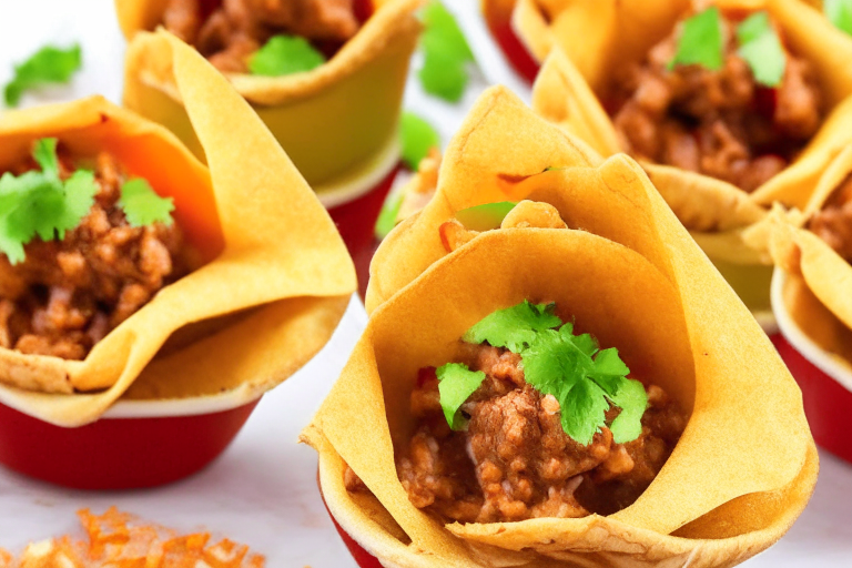 Air Fryer Turkey Taco Cups filled with...